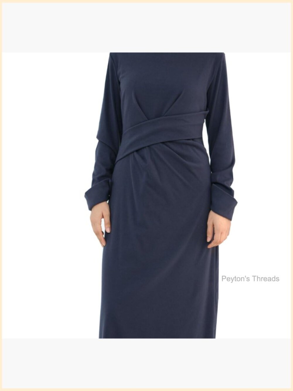 Women's Velvet Abaya Maxi Dress with Waistband Long Sleeve Prayer Gown - Picture 3 of 7